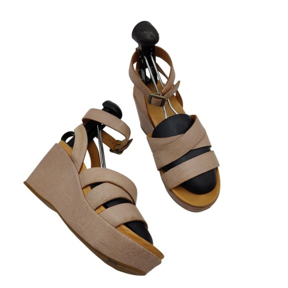 Kork-Ease Womens Coastal Chunky Preppy Earthy Austin Wedge Sandals 7 Tan Leather
